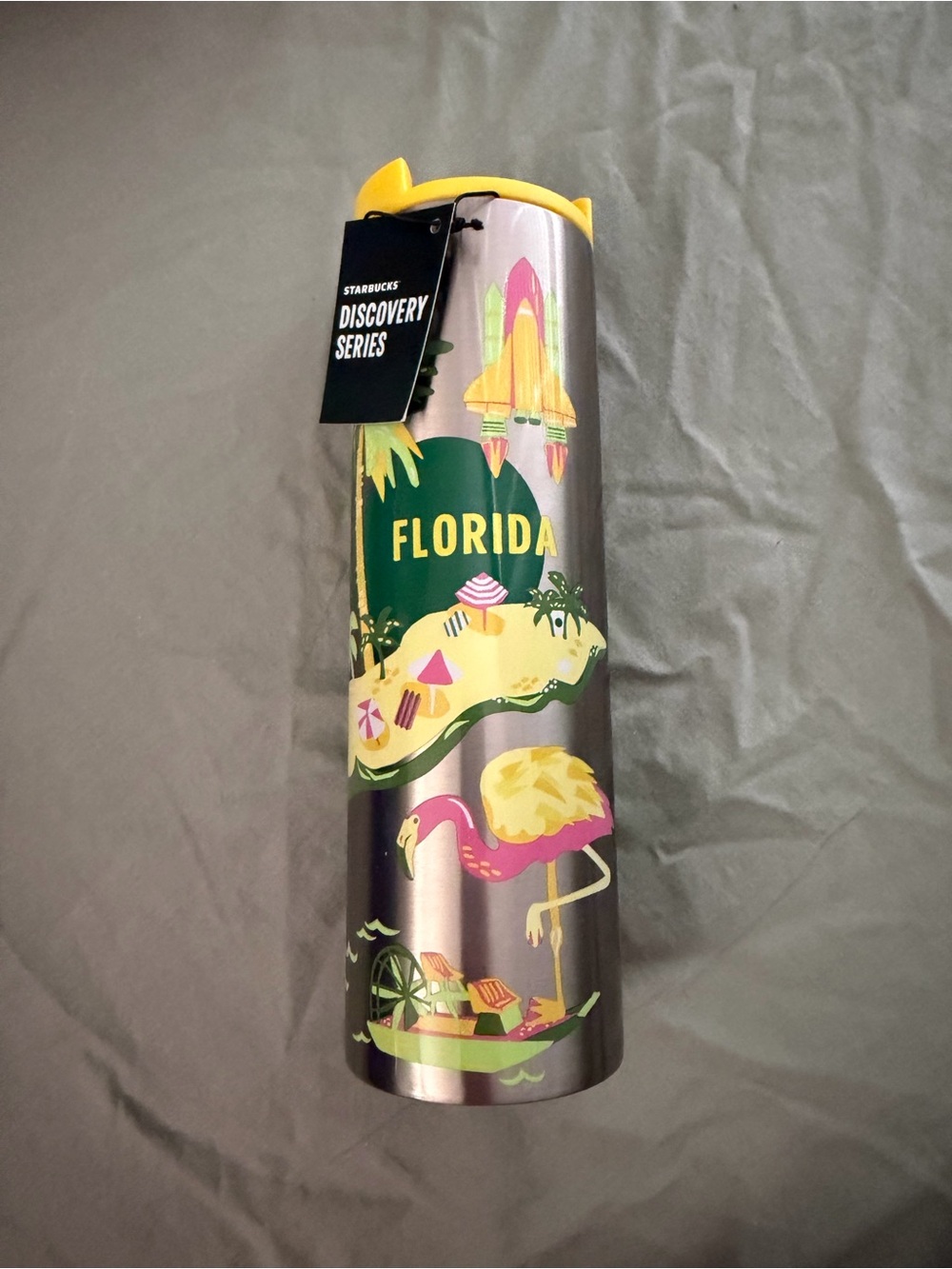 Starbucks Florida Flamingo Stainless Tumbler with Yellow Lid